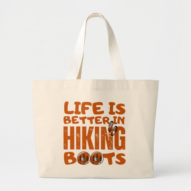 Das Leben ist besser in Wanderstiefeln Jumbo Stoffbeutel (Vorne)