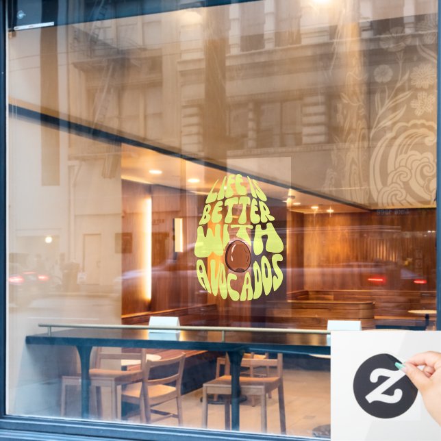 Das Leben ist besser mit Avocados Fensteraufkleber (Café-Fenster)