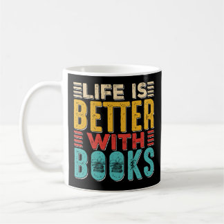 Das Leben ist besser mit Büchern schwarzer Becher Kaffeetasse