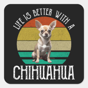 Das Leben ist besser mit Chihuahua Quadratischer Aufkleber
