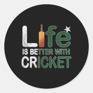 Das Leben ist besser mit Cricket Fan Geschenk Paki Runder Aufkleber