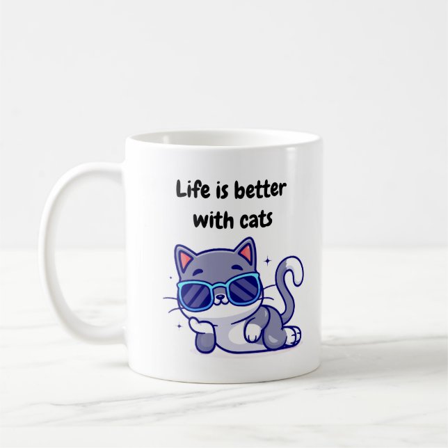 Das Leben ist besser mit der Tasse von Katzen (Links)
