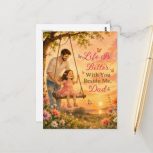 Das Leben ist besser mit dir an meiner Seite, Papa Postkarte