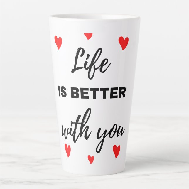 Das Leben ist besser mit dir Schwarz Milchtasse (Vorderseite)