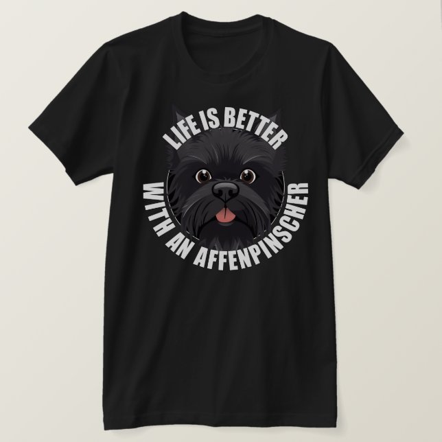 Das Leben ist besser mit einem Affenpinschen Welpe T-Shirt (Design vorne)