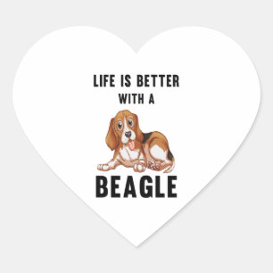 Das Leben ist besser mit einem Beagle Herz-Aufkleber