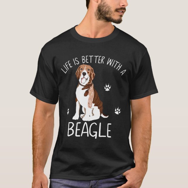 Das Leben ist besser mit einem Beagle Welpen Hund T-Shirt (Vorderseite)