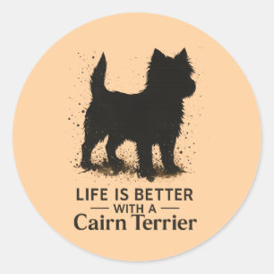 Das Leben ist besser mit einem Cairn Terrier – Hun Runder Aufkleber