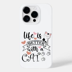 Das Leben ist besser mit einem Cat-Anführungsmotto Case-Mate iPhone 14 Pro Hülle