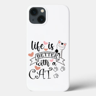 Das Leben ist besser mit einem Cat-Anführungsmotto Case-Mate iPhone Hülle