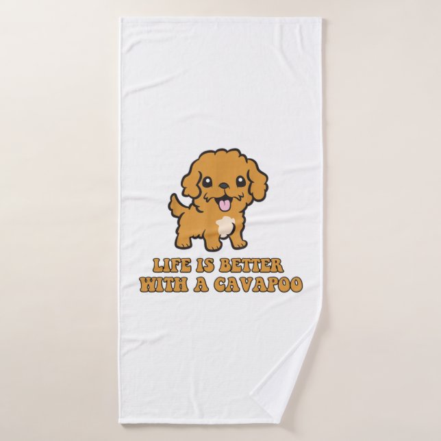 Das Leben ist besser mit einem Cavapoo - Funny Dog Badehandtuch (Badehandtuch)