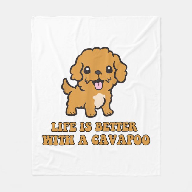Das Leben ist besser mit einem Cavapoo - Funny Dog Fleecedecke (Vorderseite)