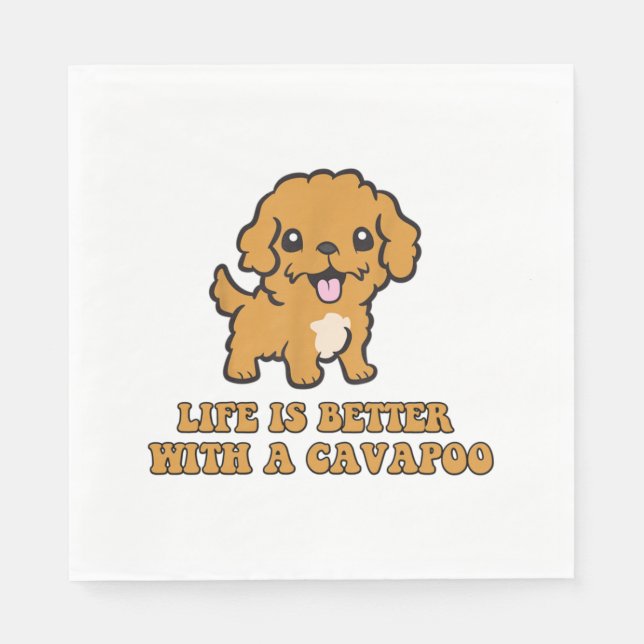 Das Leben ist besser mit einem Cavapoo - Funny Dog Serviette (Vorderseite)