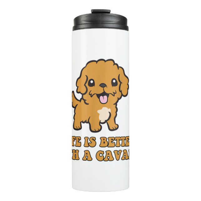 Das Leben ist besser mit einem Cavapoo - Funny Dog Thermosbecher (Vorderseite)