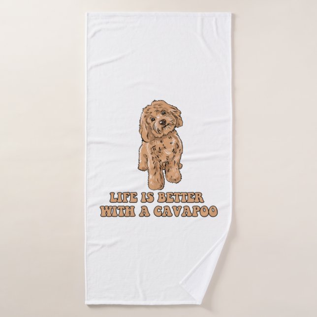 Das Leben ist besser mit einem Cavapoo - Funny Hun Badehandtuch (Badehandtuch)