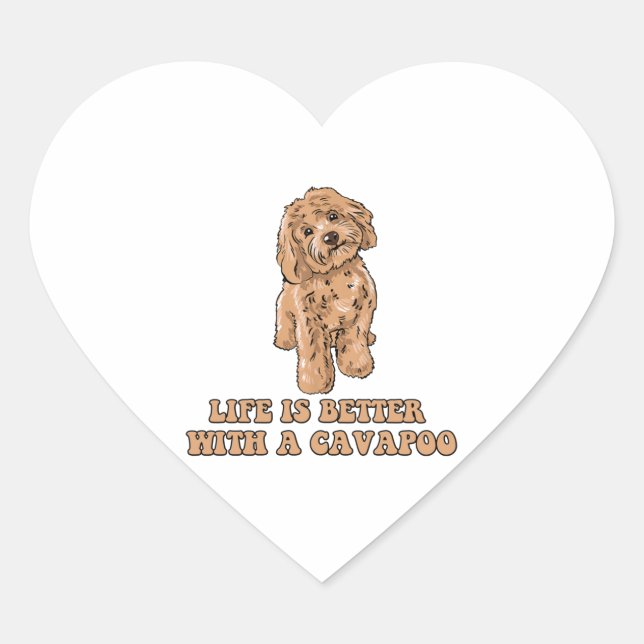 Das Leben ist besser mit einem Cavapoo - Funny Hun Herz-Aufkleber (Vorderseite)