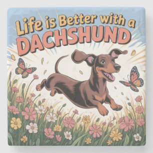 Das Leben ist besser mit einem Dachshund Steinuntersetzer