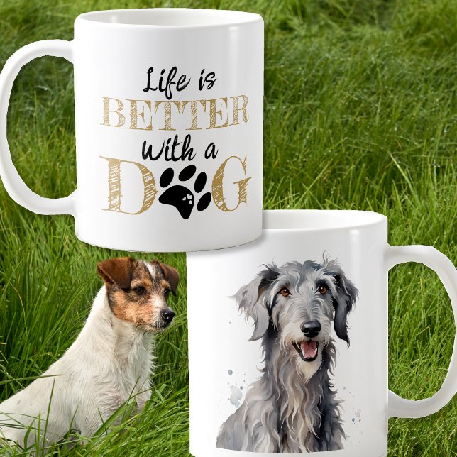 Das Leben ist besser mit einem Deerhound-Geschenk Kaffeetasse (Von Creator hochgeladen)