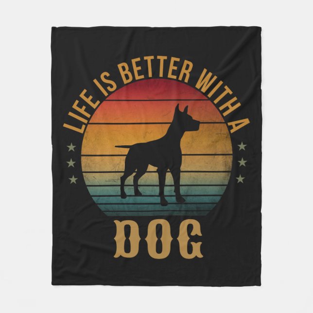 DAS LEBEN IST BESSER MIT EINEM HUND FLEECEDECKE (Vorderseite)