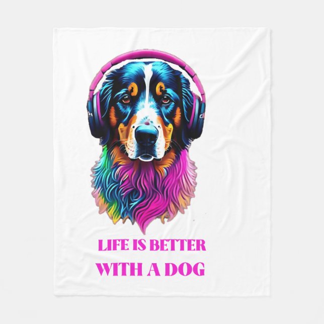 Das Leben ist besser mit einem Hund Fleecedecke (Vorderseite)
