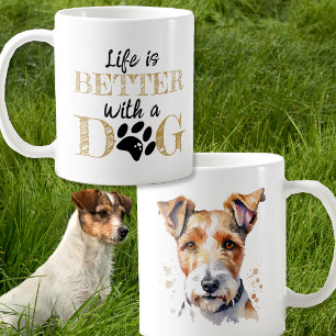 Das Leben ist besser mit einem Hund Fox Terrier Ge Kaffeetasse