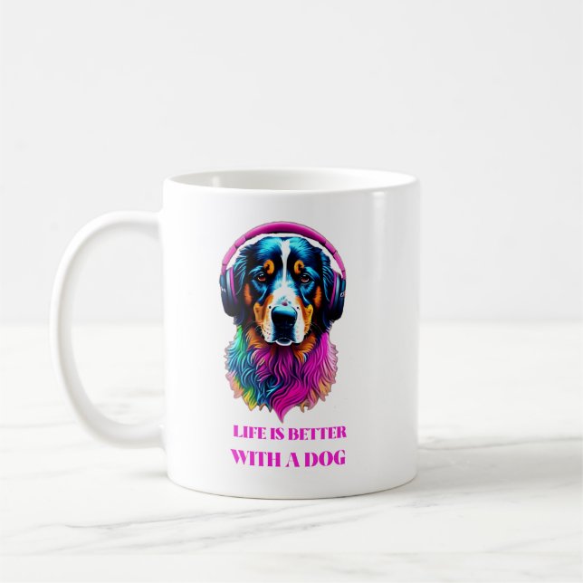 Das Leben ist besser mit einem Hund - Funny Dog Kaffeetasse (Links)