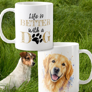 Das Leben ist besser mit einem Hund Golden Retriev Kaffeetasse
