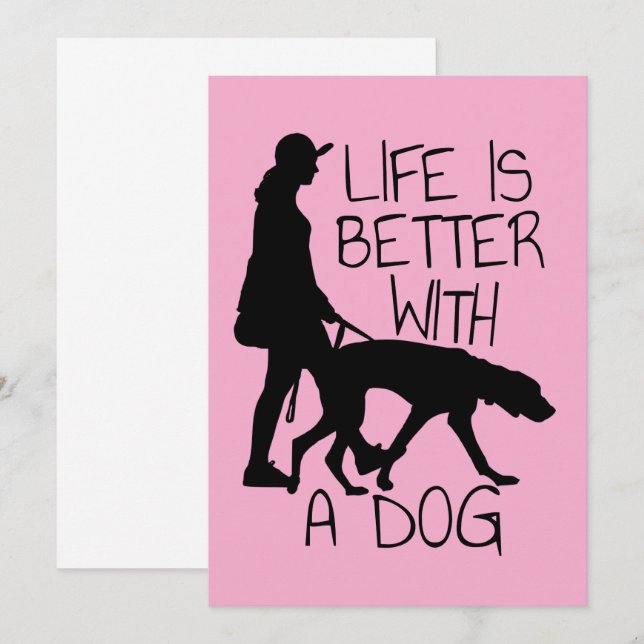 Das Leben ist besser mit einem Hund - Hundeliebhab Einladung (Vorne/Hinten)