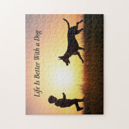 Das Leben ist besser mit einem Hund, Jungen und So Puzzle