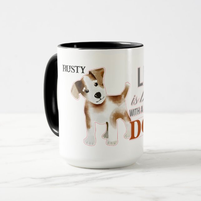 "Das Leben ist besser mit einem Hund mit Puppy Cus Tasse (Vorderseite Links)