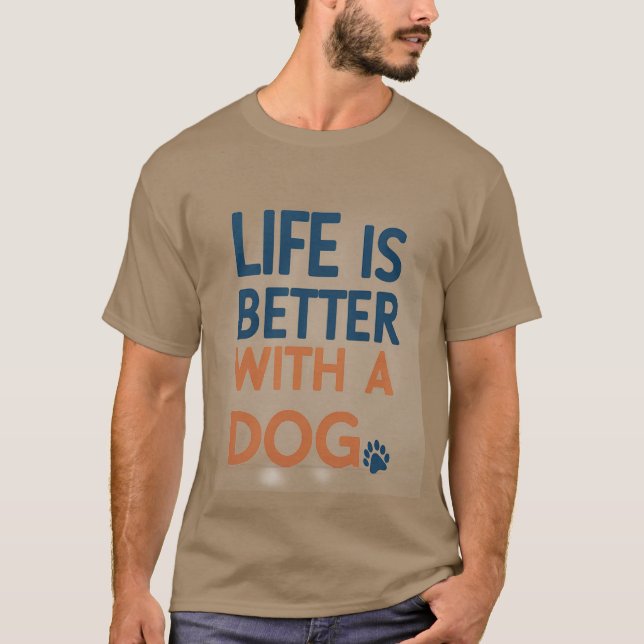 Das Leben ist besser mit einem Hund modernen graue T-Shirt (Vorderseite)