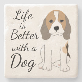 Das Leben ist besser mit einem Hund niedlicher Car Steinuntersetzer