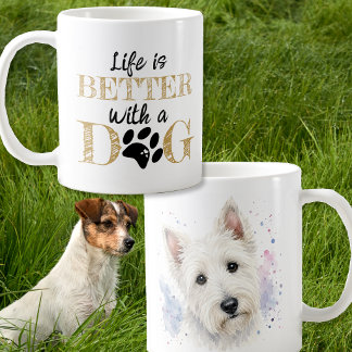 Das Leben ist besser mit einem Hund Scotty Dog Ges Kaffeetasse