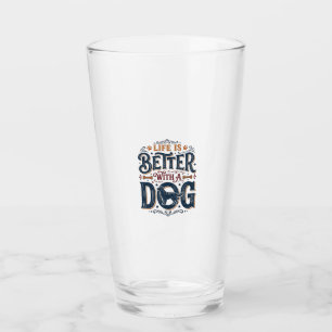 Das Leben ist besser mit einem Hund Vintage Gravur Glas