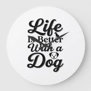 Das Leben ist besser mit einem Hund Vintage Hausti Große Wanduhr