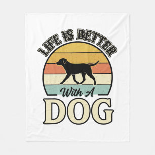 Das Leben ist besser mit einem Hund Vintage-Shirt- Fleecedecke