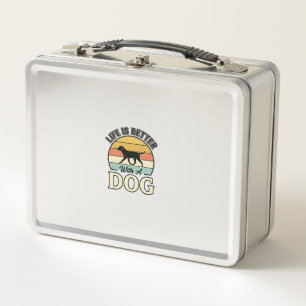 Das Leben ist besser mit einem Hund Vintage-Shirt- Metall Brotdose