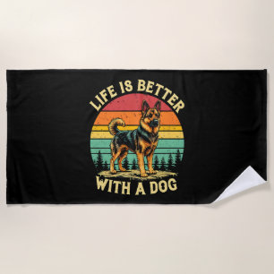Das Leben ist besser mit einem Hund - Vintager Son Strandtuch
