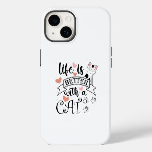 Das Leben ist besser mit einem Katzen-Zitat-Slogan iPhone 14 Hülle