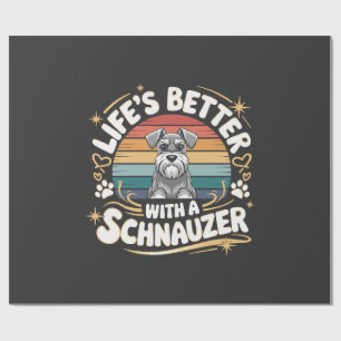 Das Leben ist besser mit einem Schnauzer-Hund Vint Geschenkpapier