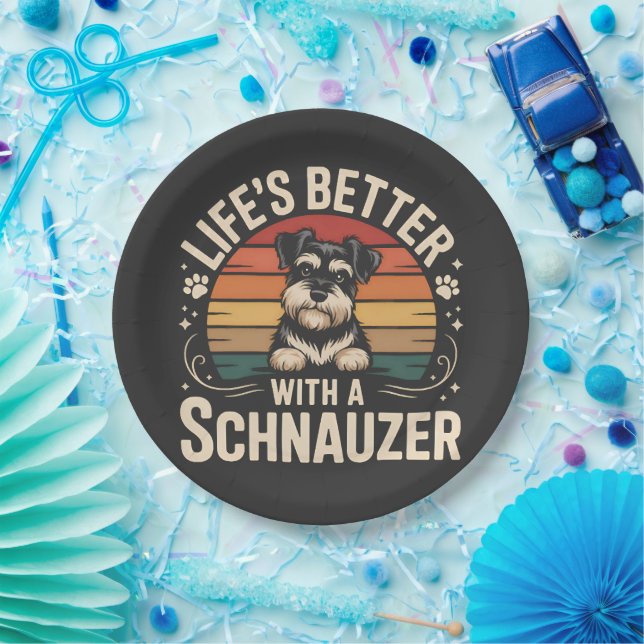Das Leben ist besser mit einem Schnauzer Pappteller (Party)
