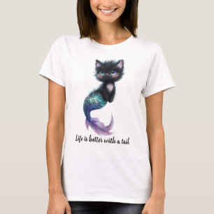 Das Leben ist besser mit einem Schwanz. Katze mit T-Shirt