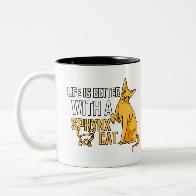 Das Leben ist besser mit einem sphynxen Katzenjack Zweifarbige Tasse (Links)