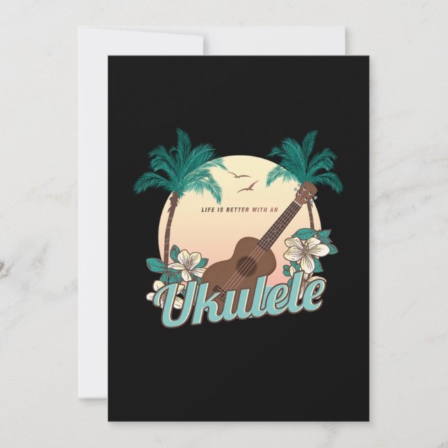 Das Leben ist besser mit einem Ukulele Uke Acousti Einladung (Vorderseite)