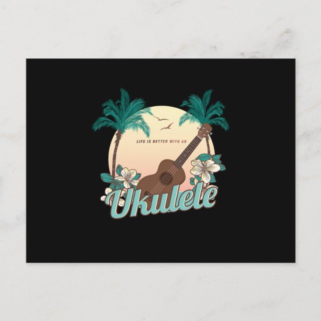 Das Leben ist besser mit einem Ukulele Uke Acousti Postkarte (Vorderseite)