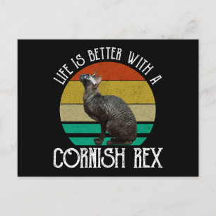 Das Leben ist besser mit einer Cornish Rex Postkarte