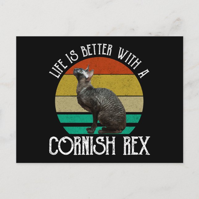 Das Leben ist besser mit einer Cornish Rex Postkarte (Vorderseite)