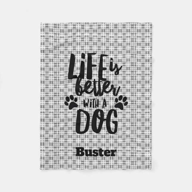 Das Leben ist besser mit einer Hunde-Fleece Hundel Fleecedecke (Vorderseite)