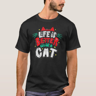 Das Leben ist besser mit einer Katze - Katzenohren T-Shirt