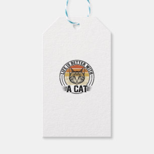 Das Leben ist besser mit einer Katze Vintage-Katze Geschenkanhänger